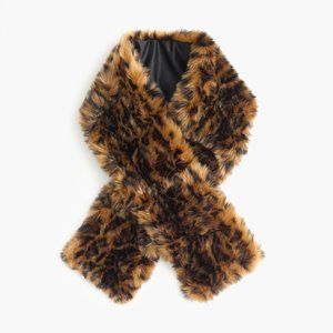 J. Crew faux fur leopard | animal print scarf | stole